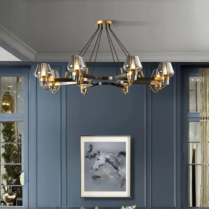 Post-modern Light Luxury Full Brass Chandelier for Living Room/Bedroom