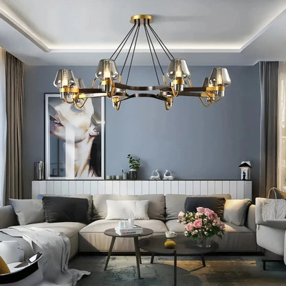Post-modern Light Luxury Full Brass Chandelier for Living Room/Bedroom