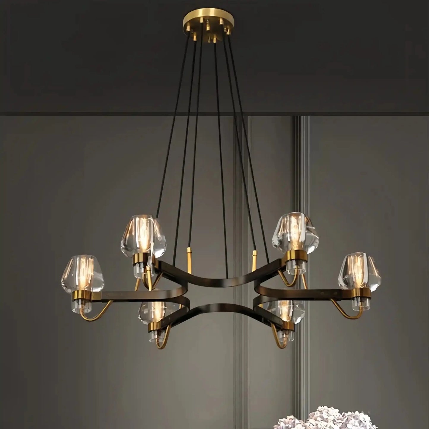 Post-modern Light Luxury Full Brass Chandelier for Living Room/Bedroom