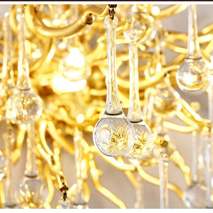 Rain Tree  Crystal Teardrop Wall Sconce Gold Diameter 17"