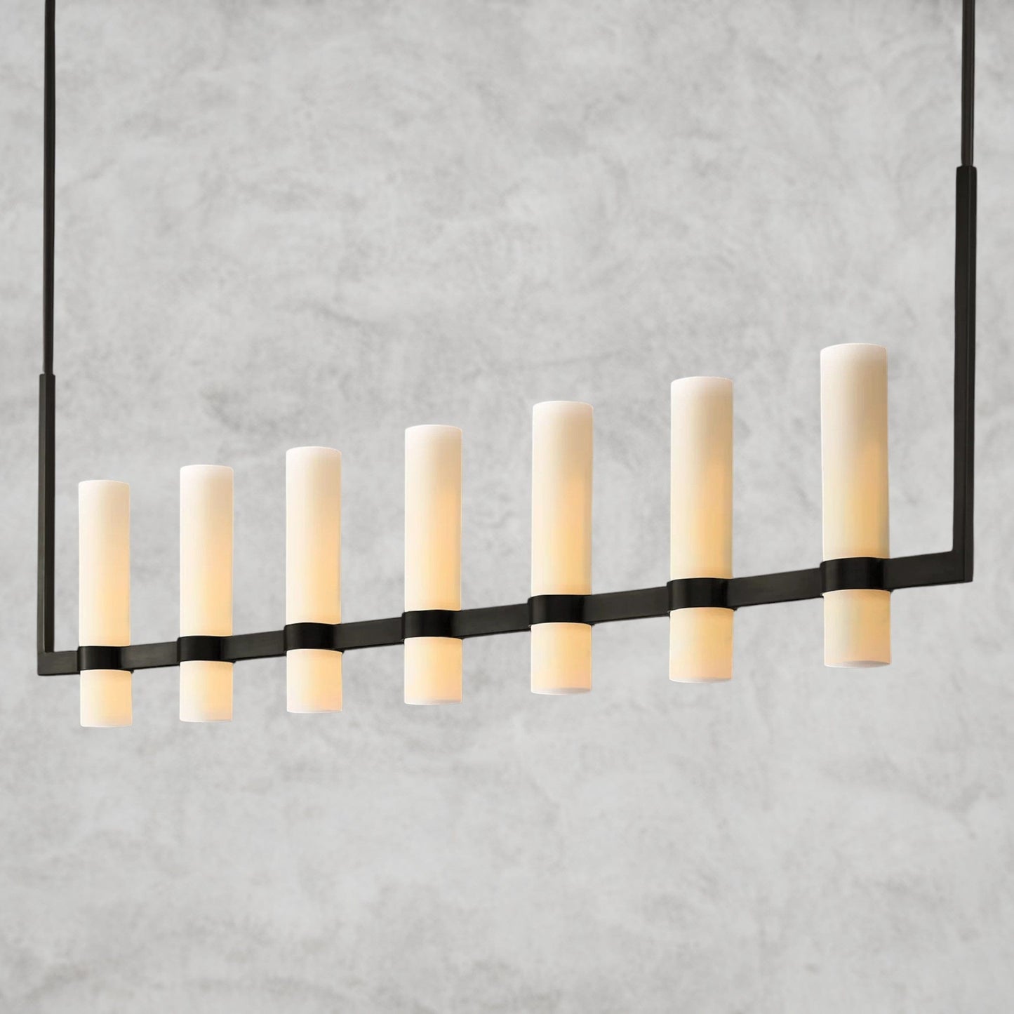 Ravelle Linear Milk Glass Chandelier 59", 71"