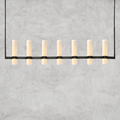 Ravelle Linear Milk Glass Chandelier 59", 71"