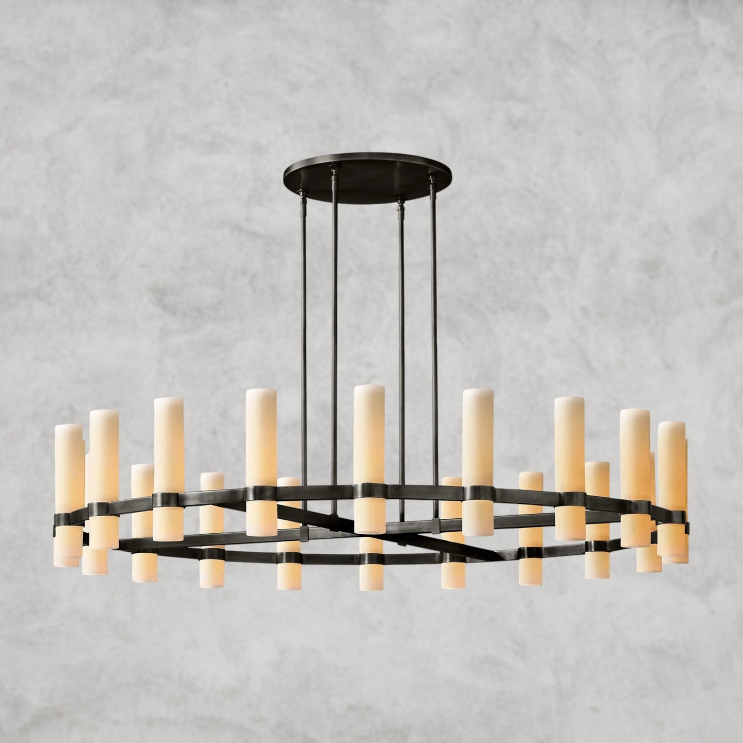 Ravelle Round Milk Glass Chandelier 36", 48", 60"