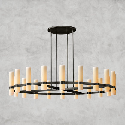 Ravelle Round Milk Glass Chandelier 36", 48", 60"