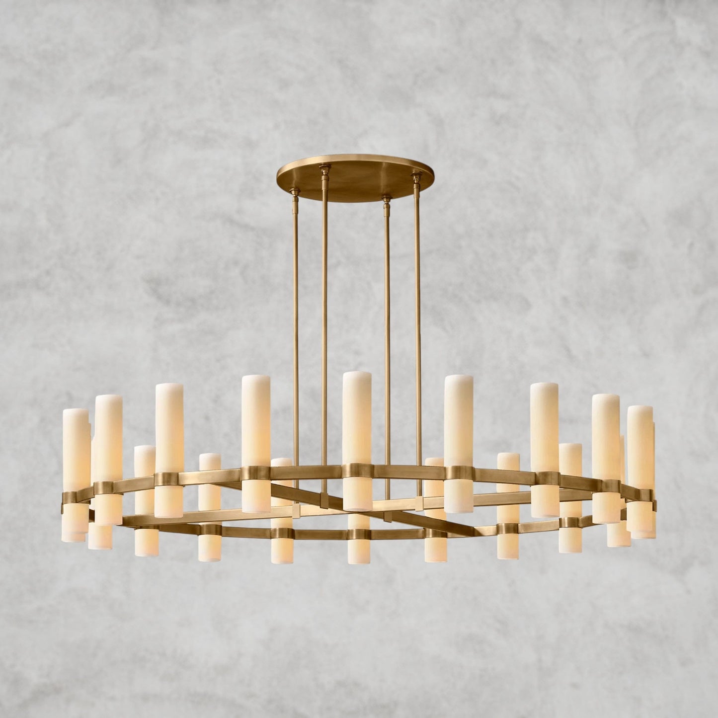 Ravelle Round Milk Glass Chandelier 36", 48", 60"
