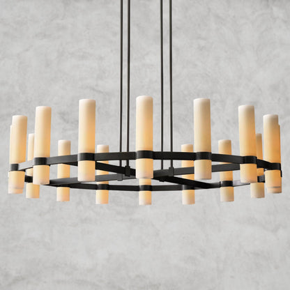 Ravelle Round Milk Glass Chandelier 36", 48", 60"