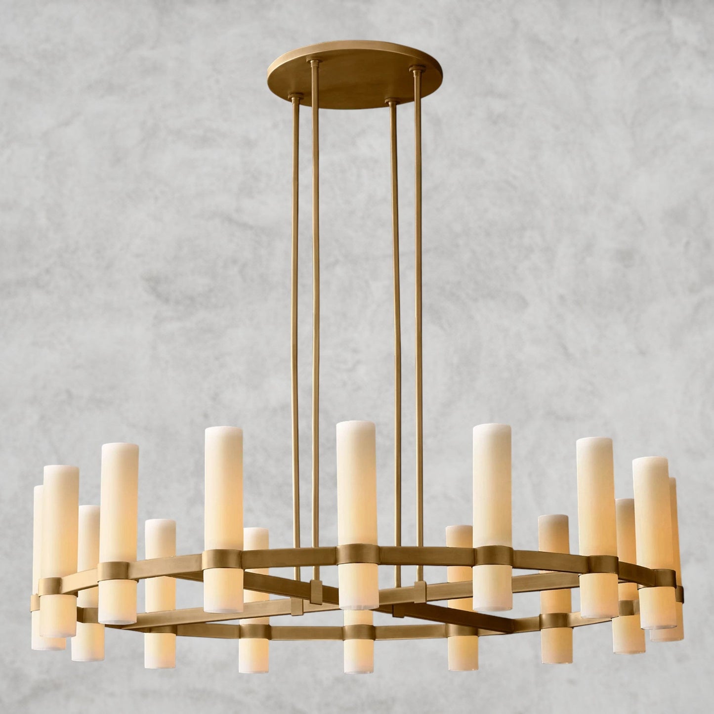 Ravelle Round Milk Glass Chandelier 36", 48", 60"