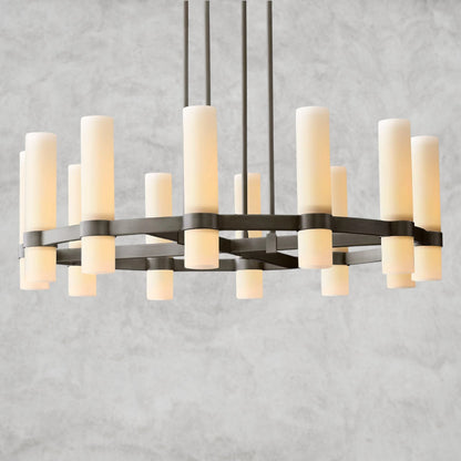 Ravelle Round Milk Glass Chandelier 36", 48", 60"
