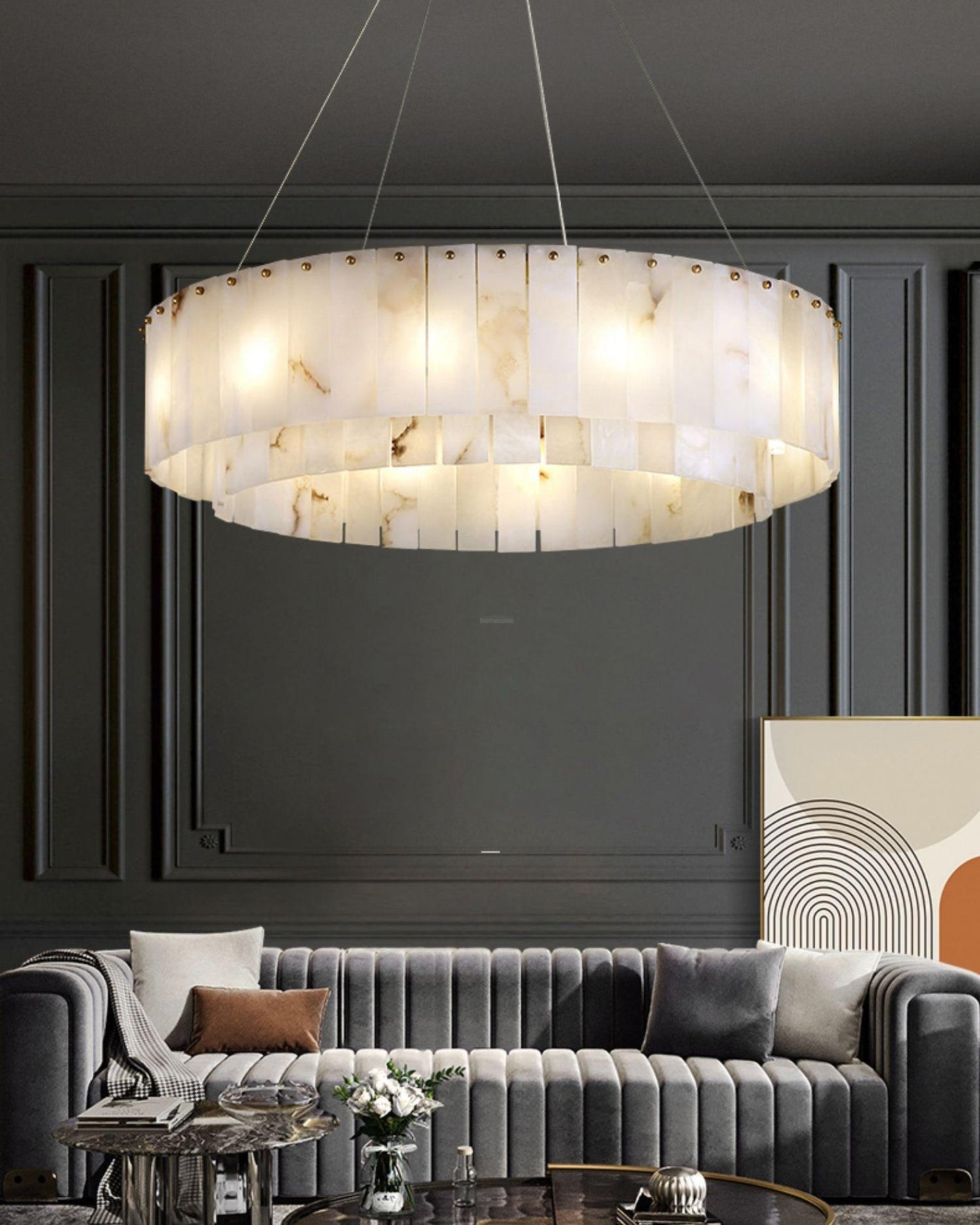 Rock Alabaster Chandelier 23.6" 31.4"