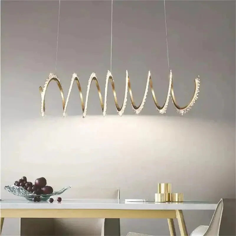 Rorie Modern Rock Crystal Spiral Chandelier, Island Chandelier
