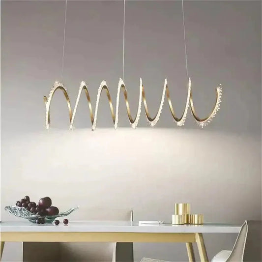 Rorie Modern Rock Crystal Spiral Chandelier, Island Chandelier