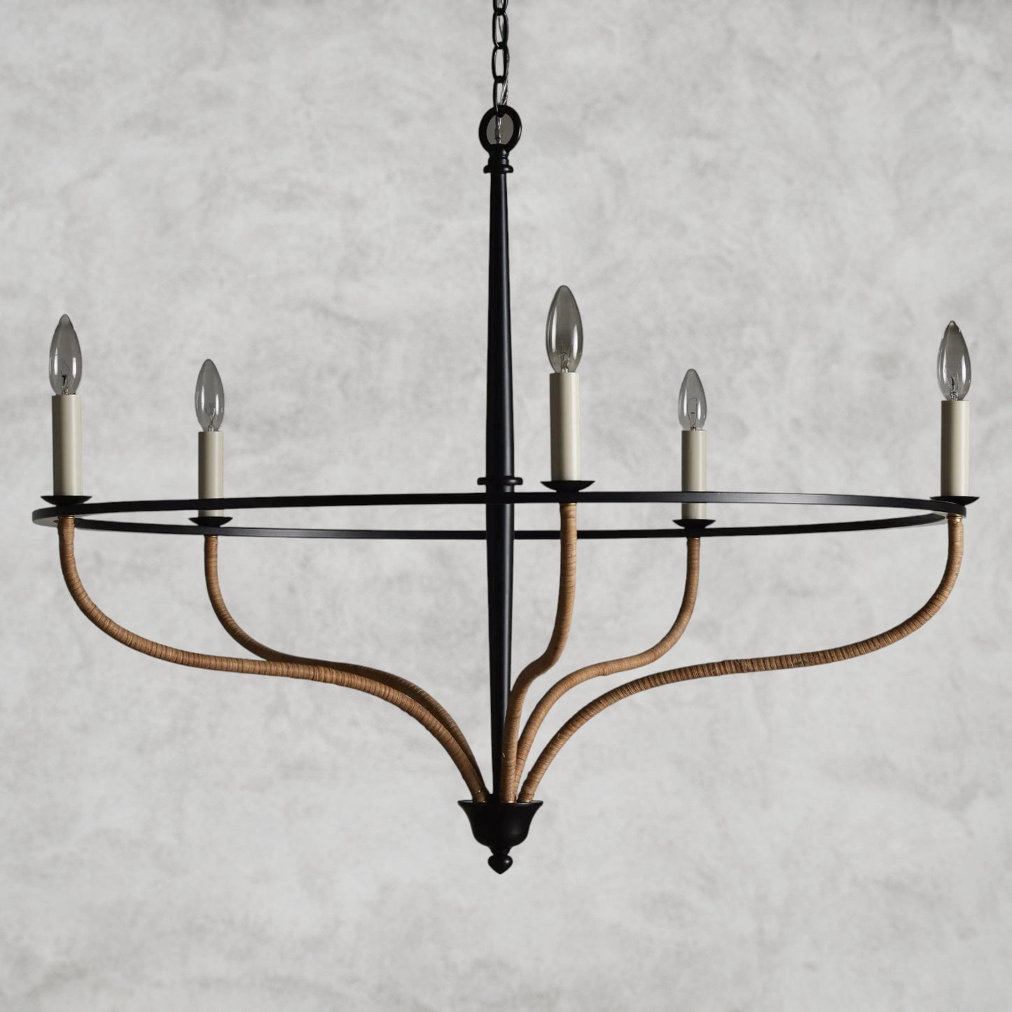 Rosalind Rattan Chandelier in Black