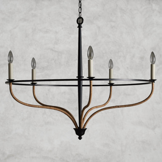 Rosalind Rattan Chandelier in Black