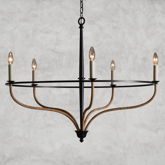 Rosalind Rattan Chandelier in Black