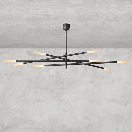 Rousseau 8-Light Mobile Etched Rod Chandelier 65", 80"