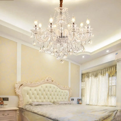 Rustic Antique European Candle Crystal Chandelier Popular Farmhouse Ceiling Light Fixture For Living Room