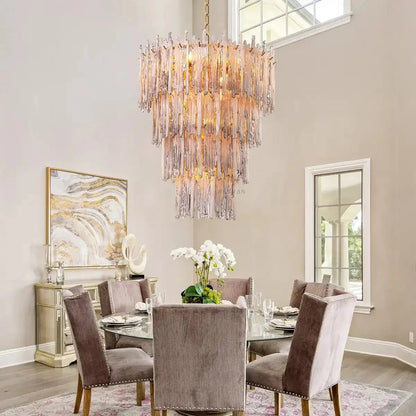 Saint Roch Modern Glass Chandelier Brass & Glass