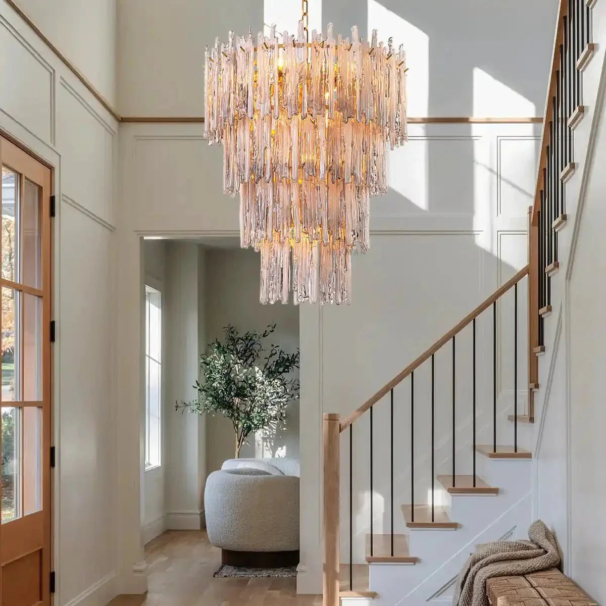 Saint Roch Modern Glass Chandelier Brass & Glass