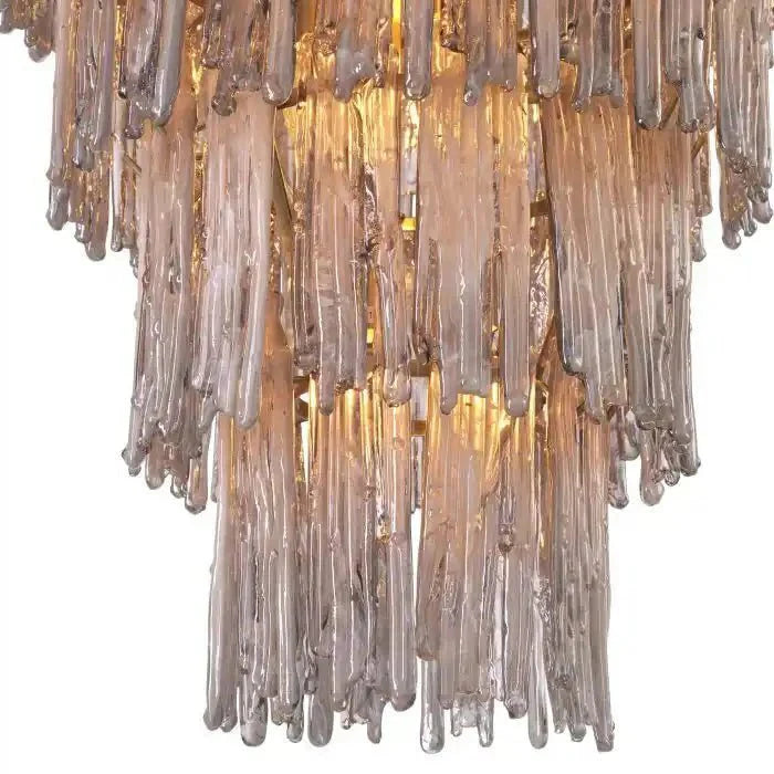 Saint Roch Modern Glass Chandelier Brass & Glass