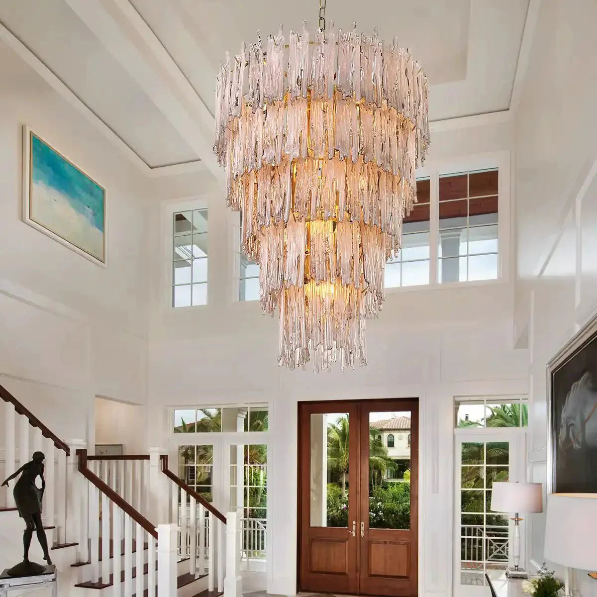 Saint Roch Modern Glass Chandelier Brass & Glass