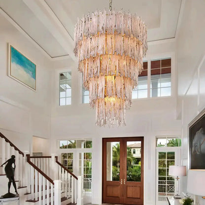 Saint Roch Modern Glass Chandelier Brass & Glass
