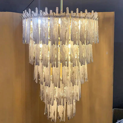 Saint Roch Modern Glass Chandelier Brass & Glass