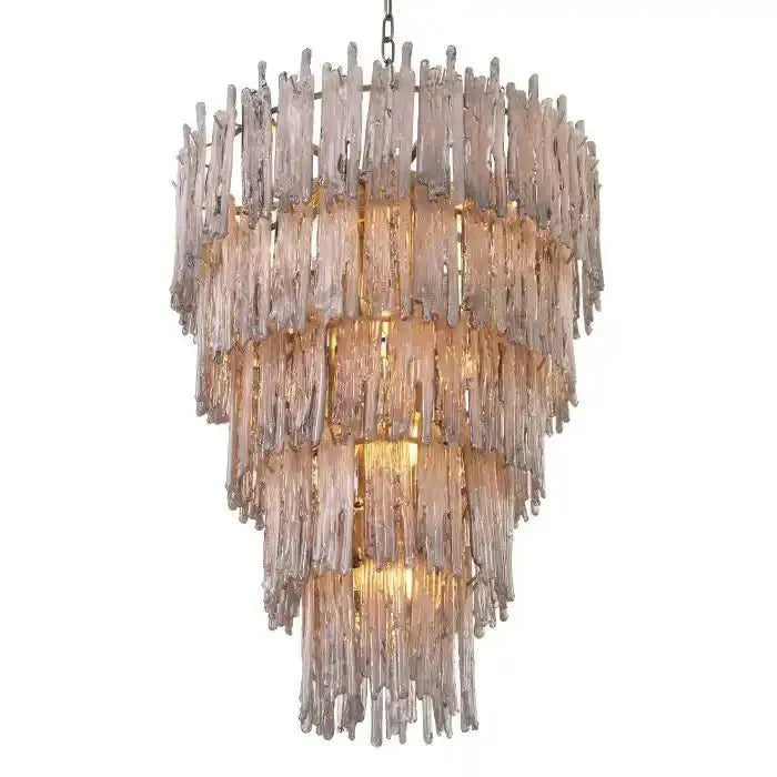 Saint Roch Modern Glass Chandelier Brass & Glass