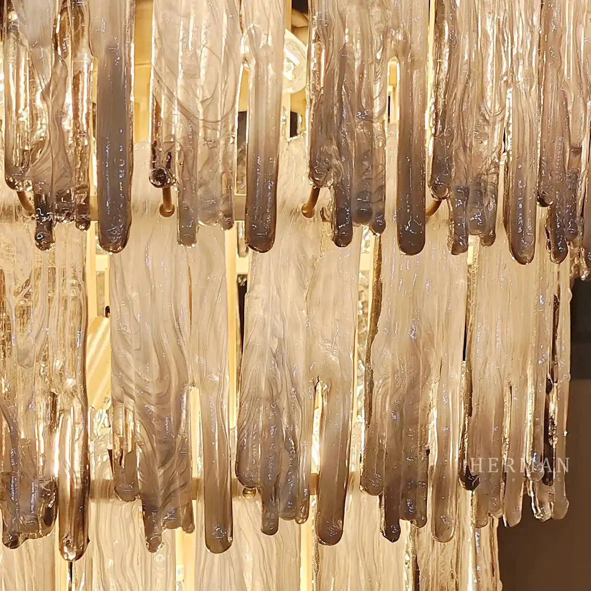 Saint Roch Modern Glass Chandelier Brass & Glass