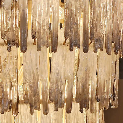 Saint Roch Modern Glass Chandelier Brass & Glass