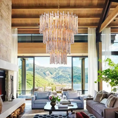 Saint Roch Modern Glass Chandelier Brass & Glass