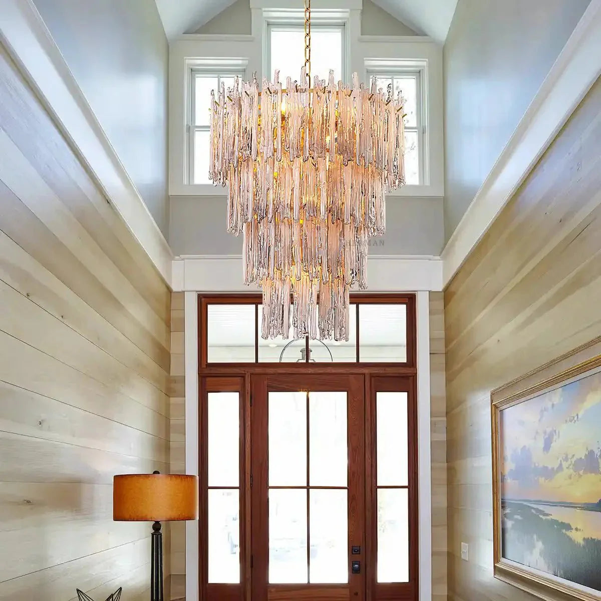 Saint Roch Modern Glass Chandelier Brass & Glass