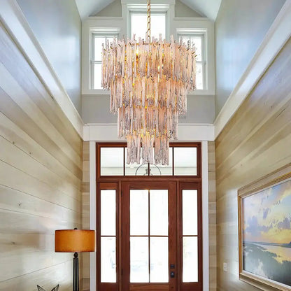 Saint Roch Modern Glass Chandelier Brass & Glass