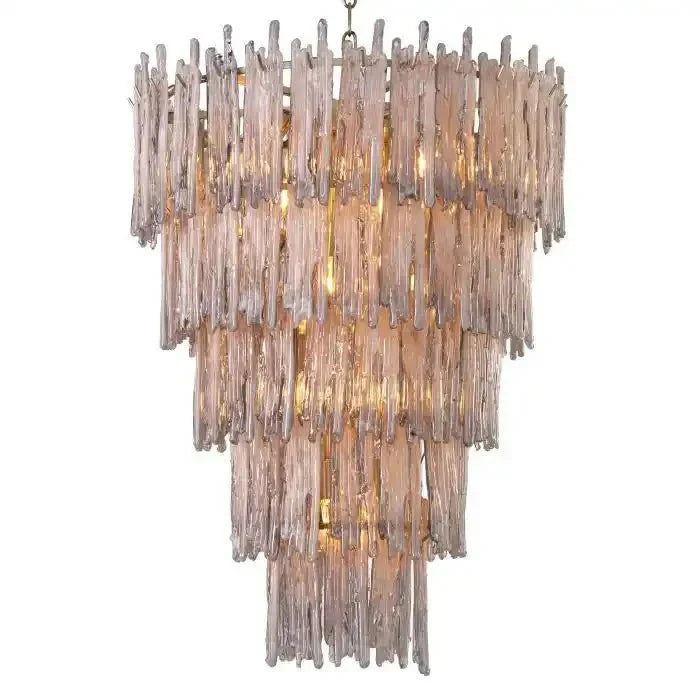 Saint Roch Modern Glass Chandelier Brass & Glass