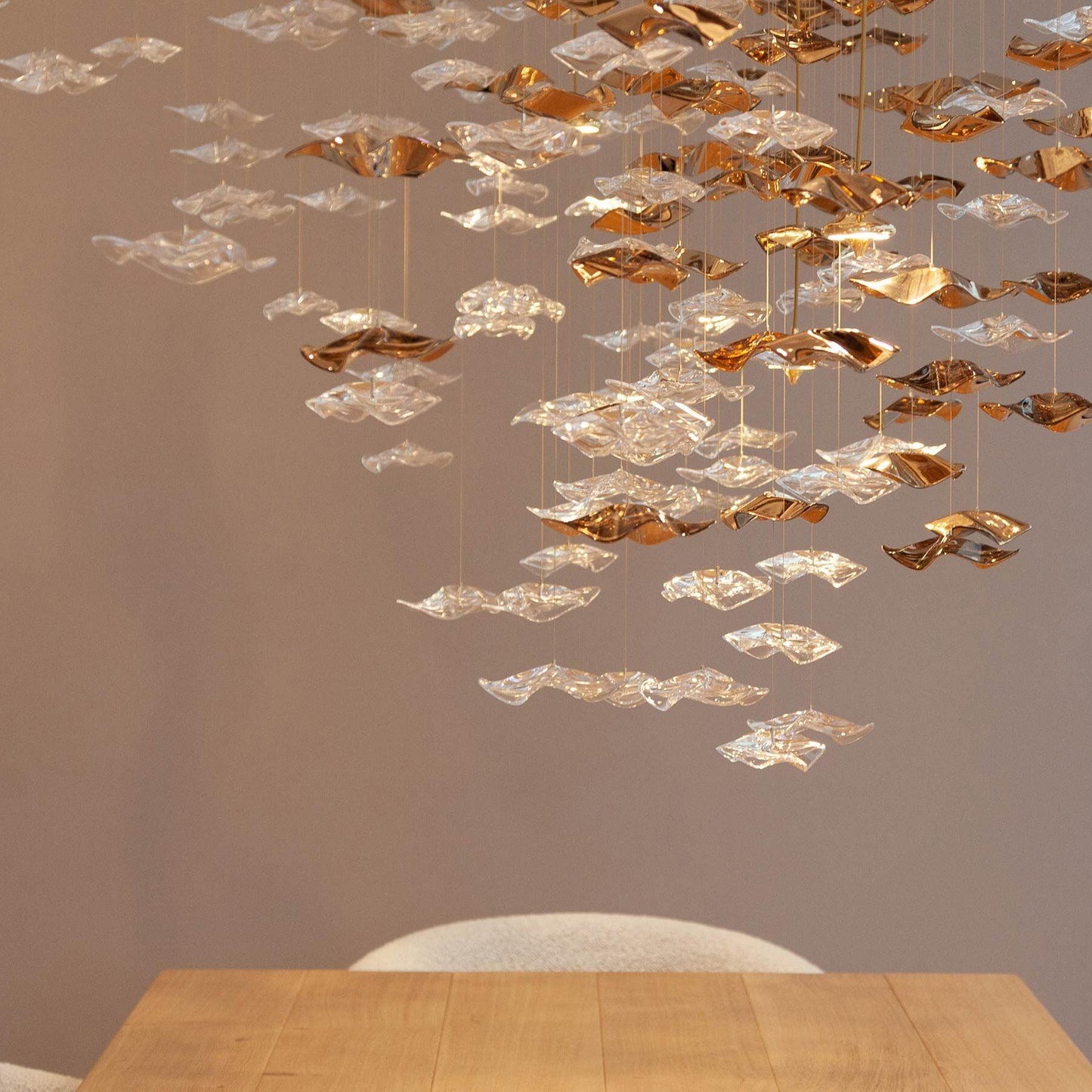 San De Chandelier, Modern Square Glass Spiral Long Pendant Chandelier