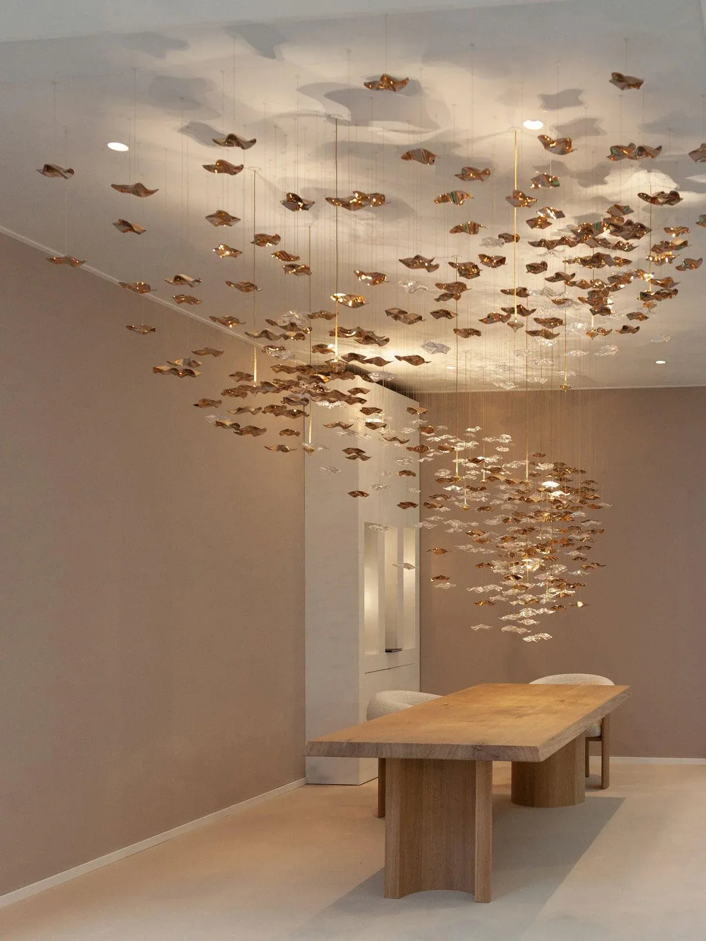 San De Chandelier, Modern Square Glass Spiral Long Pendant Chandelier