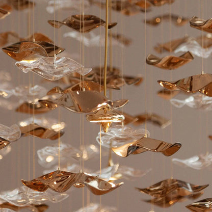 San De Chandelier, Modern Square Glass Spiral Long Pendant Chandelier