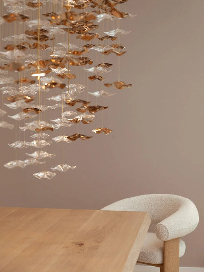 San De Chandelier, Modern Square Glass Spiral Long Pendant Chandelier