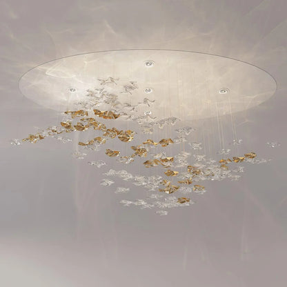 San De Chandelier, Modern Square Glass Spiral Long Pendant Chandelier