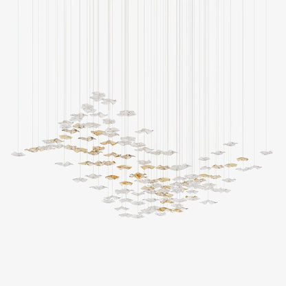San De Chandelier, Modern Square Glass Spiral Long Pendant Chandelier