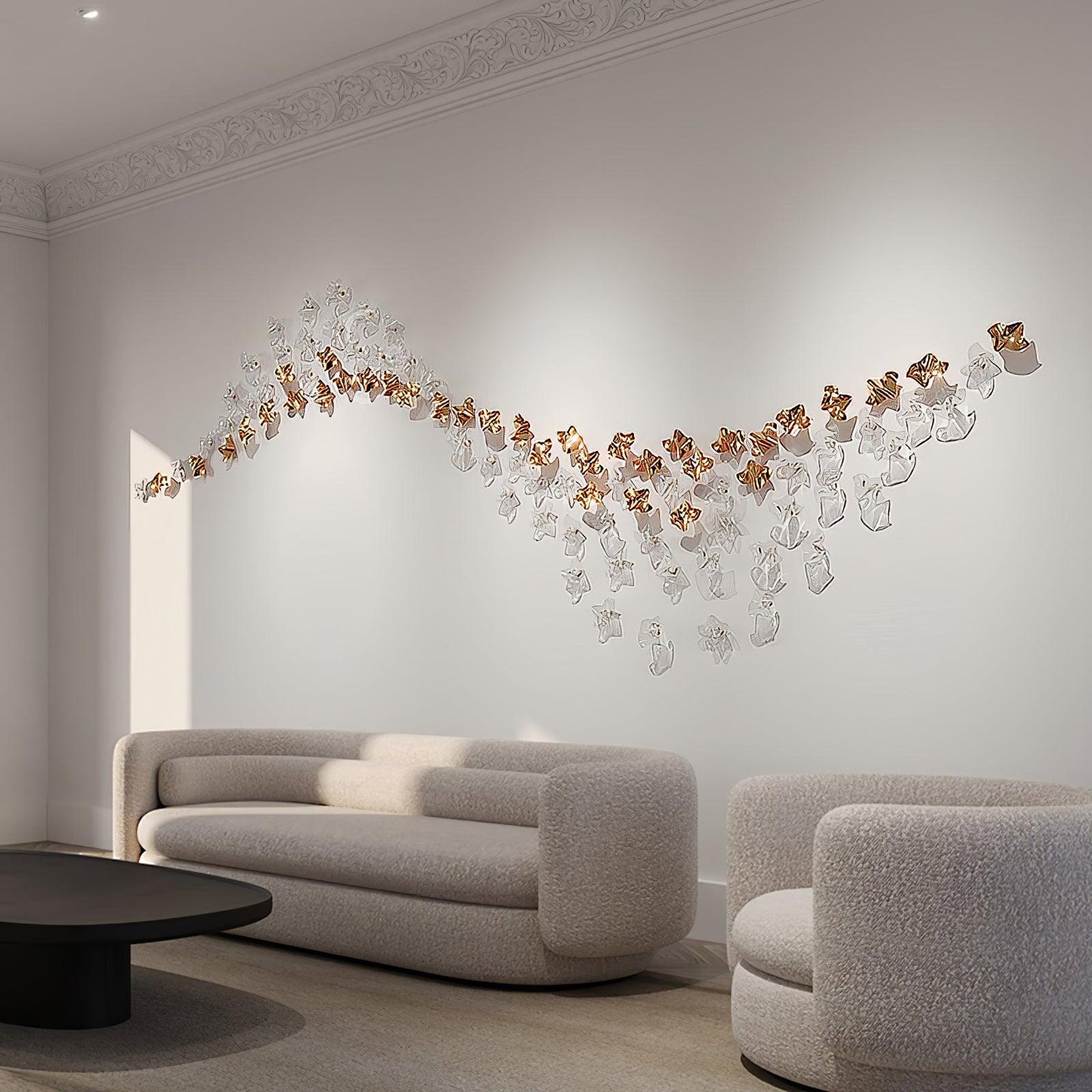 San De Chandelier, Modern Square Glass Spiral Long Pendant Chandelier