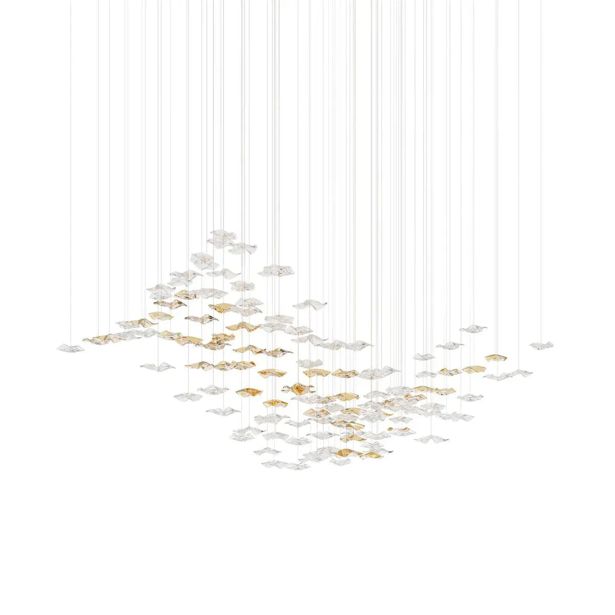 San De Chandelier, Modern Square Glass Spiral Long Pendant Chandelier