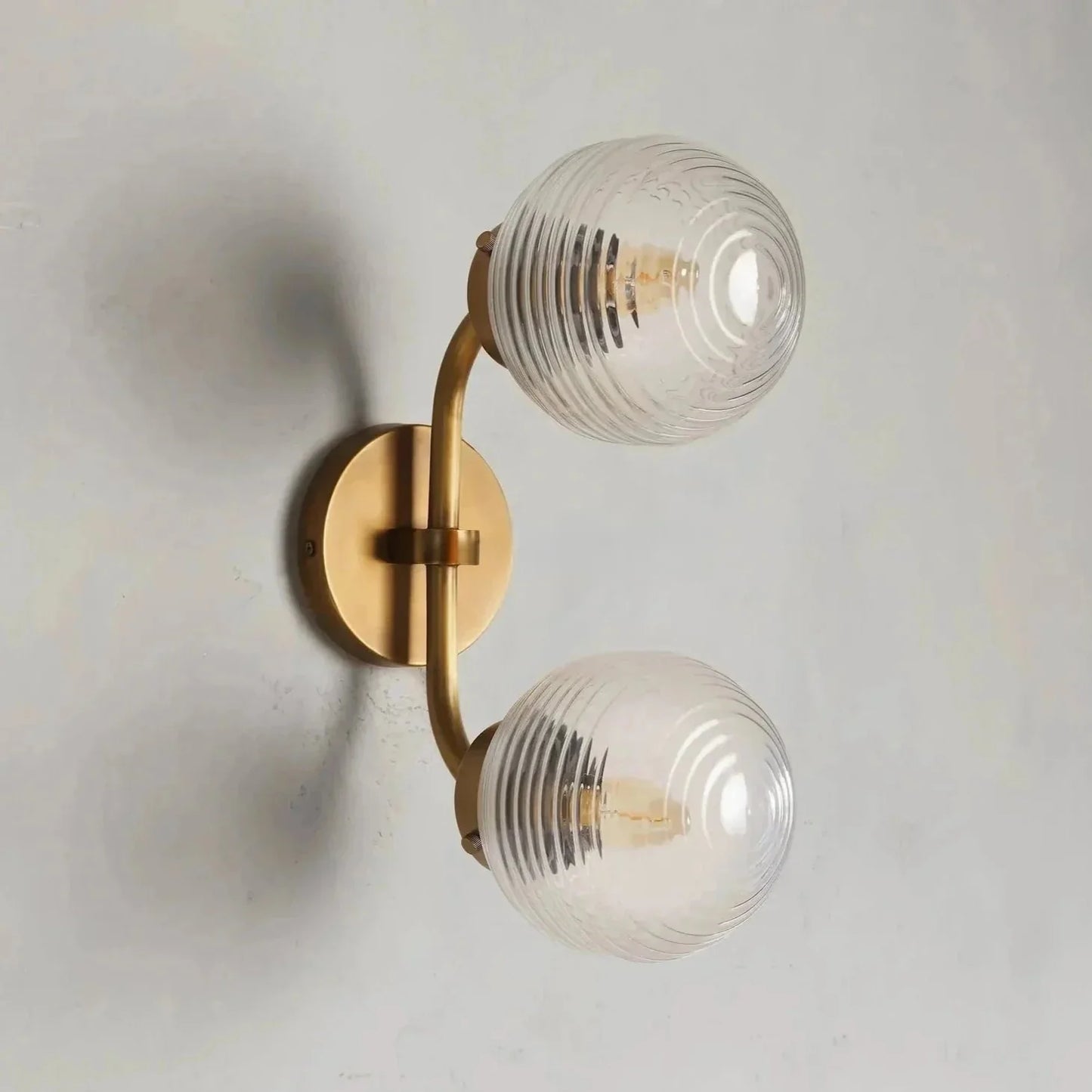 Sayre Linear Glass Globe Two Head Wall Sconce