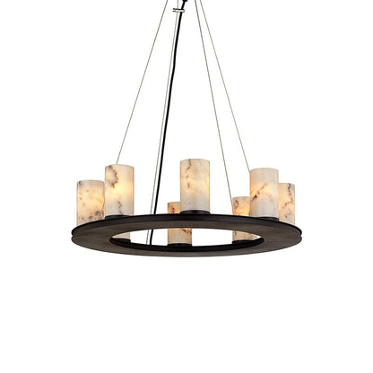 Scarlett Modern Round Industrial Candelabra Round Black Alabaster Chandelier