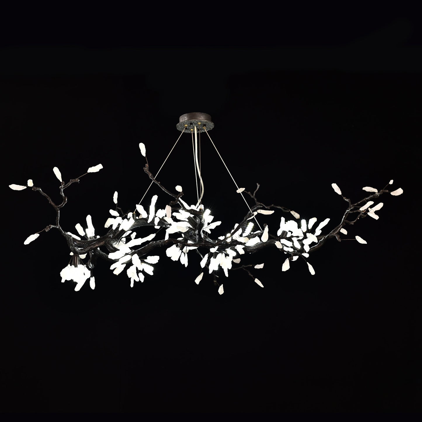 Selenite Crystal Blossom Branching Tree Chandelier
