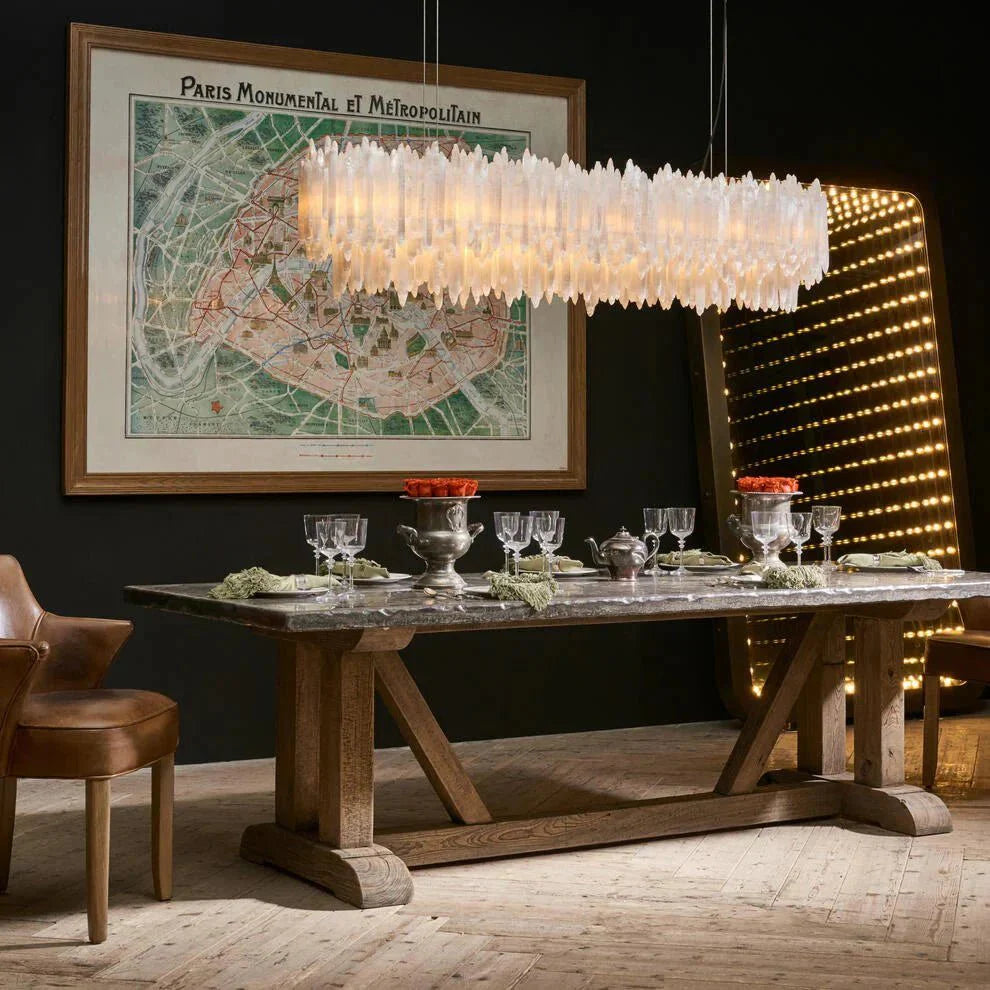 Selenite Layer Rectangular Chandelier