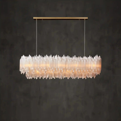Selenite Layer Rectangular Chandelier
