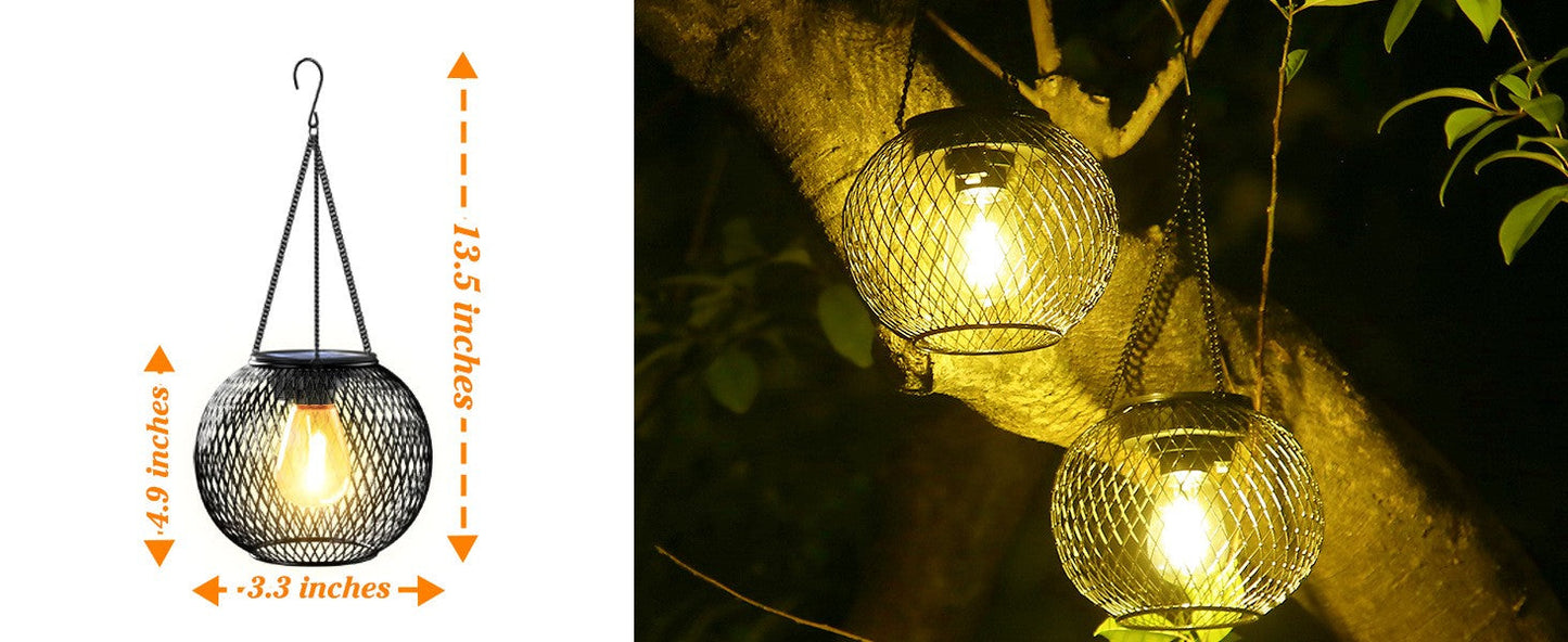 Simple Solar-Powered Metal Hanging Garden Lamp