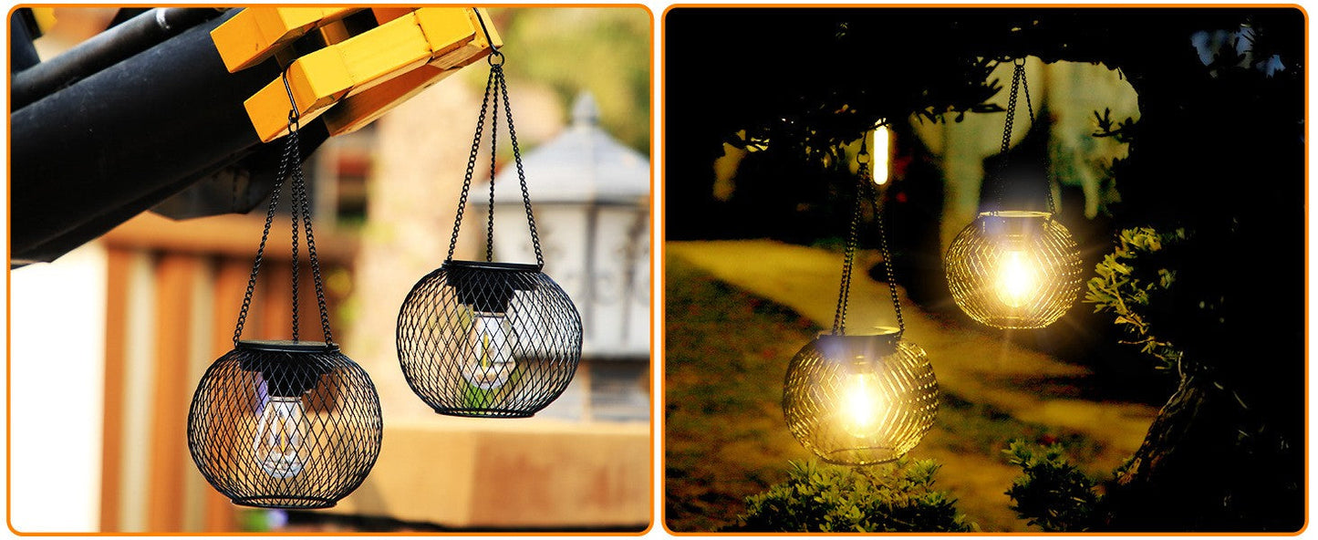 Simple Solar-Powered Metal Hanging Garden Lamp