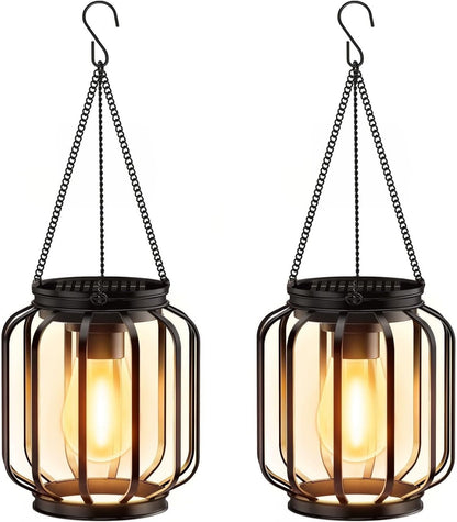 Simple Solar-Powered Metal Hanging Garden Lamp
