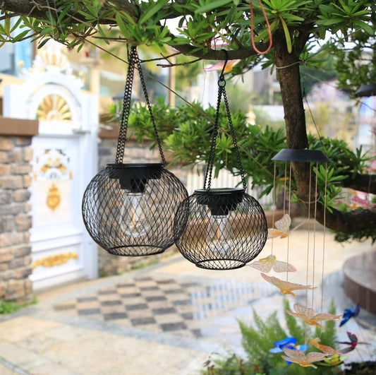 Simple Solar-Powered Metal Hanging Garden Lamp